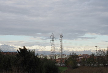 transmission line tower and cell tower