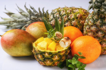 mango orange and different tropical fruits 