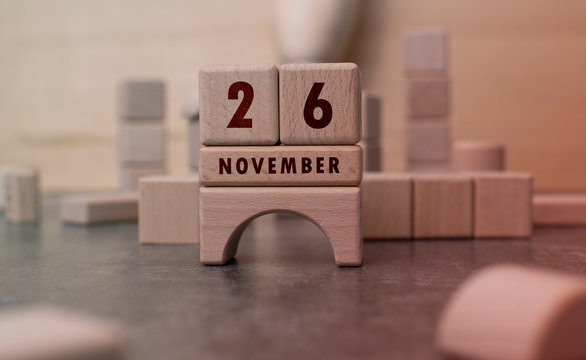 November 26 written with wooden blocks