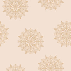 Pale, seamless pattern. Picture of flower, stars or snowflakes. Cartoon vector
