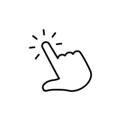 Hand icon by tapping. Finger cursor vector on white background.