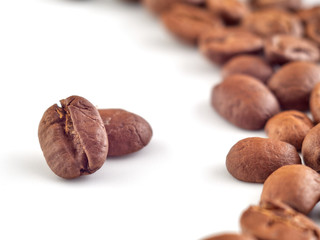 Roasted black coffee beans 