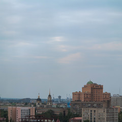 Fototapeta na wymiar Close up of highrise buildings in Donetsk city center, Ukraine, 2012
