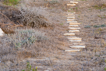 Winding path of stone. Nature background.