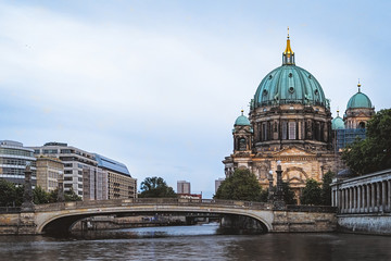 Fototapeta na wymiar Berlin Cathedral Berliner Dom and Spree River bridge Berlin Germany