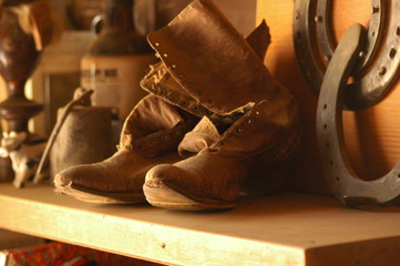 Vintage Cowboy Boots collecting dust