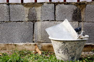 Fototapeta premium Set of Plastering tools concrete to build wall.