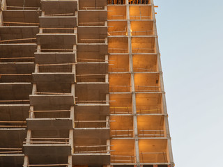construction of monolithic frame concrete with brick multi-storey building