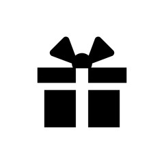 Gift box icon with bow and ribbon on top. Single design element plane design. Vector illustration.