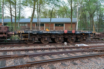 Fototapeta na wymiar Railway cars at Loenen on VSM tracks in The Netherlands