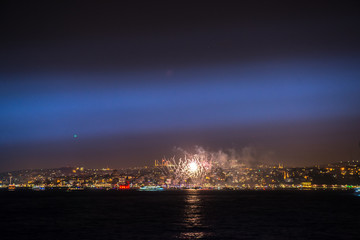 firework and light show in the boshporus