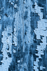 The texture of the old cracked paint classic blue color. Copy space. Grunge texture. Grunge wooden classic blue color surface.