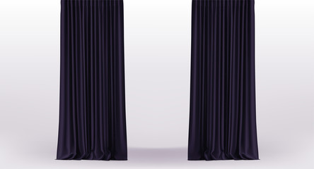 Background with straight luxury black curtains and draperies