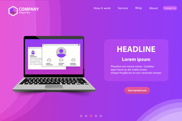 New Trendy Website Landing Page vector theme template design