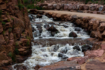 Mountain stream rushing over rocks in Colorado