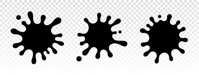 Paint dripping. Dripping liquid. Paint flows. Current paint, stains. Current drops. Current inks. Ink Splashes. Paint splatter. Vector illustration. Color easy to edit. Transparent background.