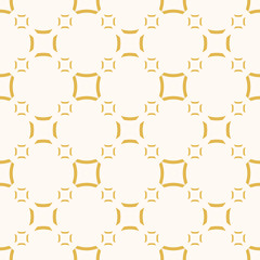 Vector geometric seamless pattern. Simple texture with small linear squares, grid. Abstract repeat background in yellow and white colors. Retro style minimal design for decor, wallpaper, cloth, print