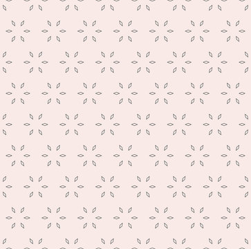 Subtle geometric background. Vector seamless pattern with small linear rhombuses, geometrical floral shapes. Abstract minimalist texture. Elegant design element for wedding decoration, invitations