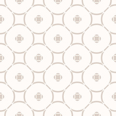 Subtle vector geometric seamless pattern with thin circular grid. Simple modern abstract background. Pastel texture in neutral colors, light beige and brown. Delicate repeat design for decoration