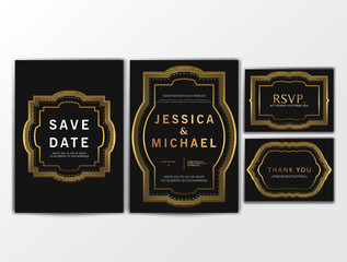 Wedding Invitation Cards with Golden Color