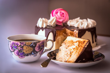 cake with a Cup of tea