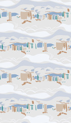 blue city landscape abstract outdoor seamless pattern soft color vector