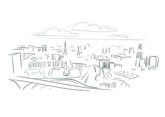 Coventry United Kingdom Europe vector sketch city illustration line art