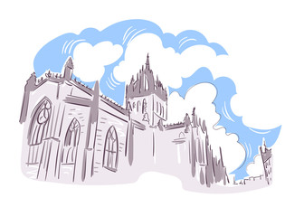 Edinburgh United Kingdom Europe vector sketch city illustration line art