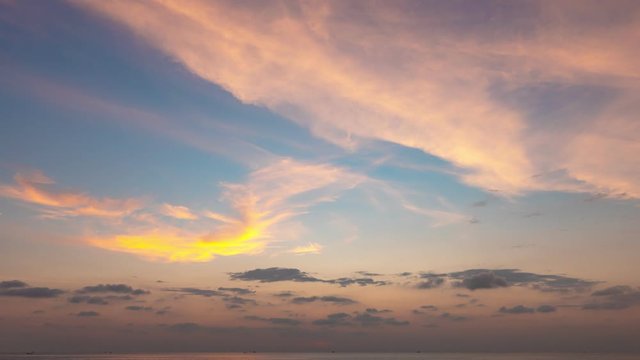 4k timelapse of beautiful light nature and clouds crossing in the sky sunset evening time