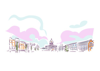 Fototapeta premium Nottingham United Kingdom Europe vector sketch city illustration line art