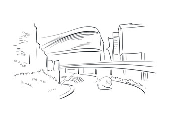 Southampton United Kingdom Europe vector sketch city illustration line art