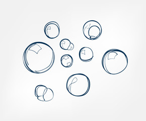 bubble soap line art sketch outline isolated design element cosmetics vector