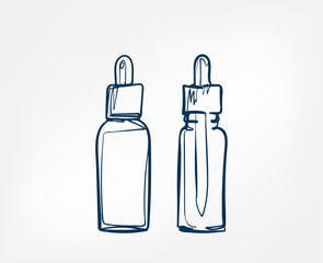 liquid serum cosmetics jars line art sketch outline isolated design element cosmetics vector