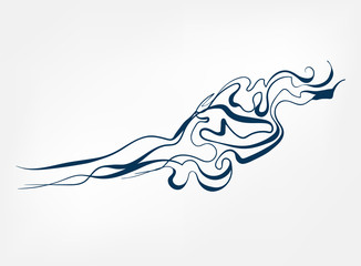 smoke line art sketch outline isolated design element cosmetics vector