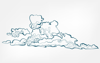 sky clouds one line vector set isolated