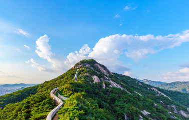 Time Lapse Mountain and Cloud With BlueSky at inwangsan Mountain in Seoul South Korea 