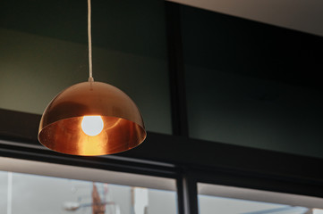 Lamps hanging in the cafe