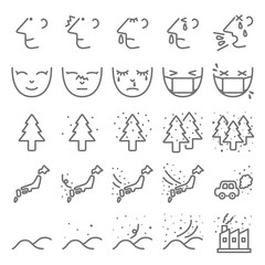 花粉症・黄砂・PM2.5　飛散レベル　アイコンセット