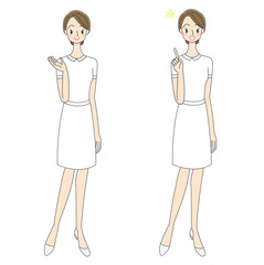 白衣の看護師のイラスト　全身