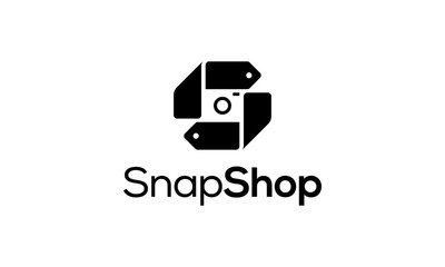 Negative space logo combination from letter S, price tag, and camera photography logo design concept