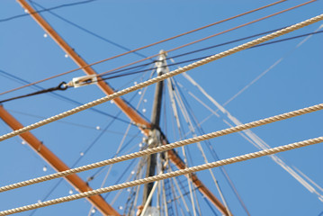 Rigging from a classic historic sailboat.