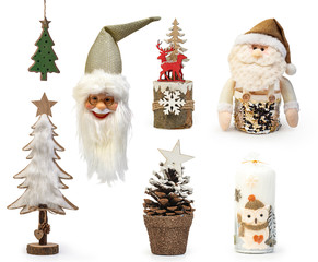 Set of Christmas decorative elements isoalted on white background,Clipping path included