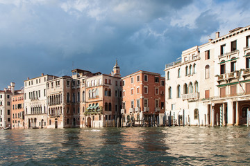 Fototapeta na wymiar Old Buildings Facing the Grand Canal in Venice