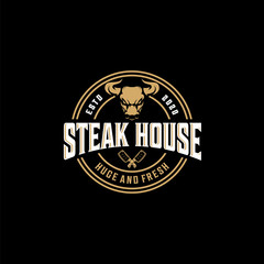 Fototapeta na wymiar Steak house vintage logo design inspiration