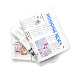 Fototapeta premium Morning newspapers on white background
