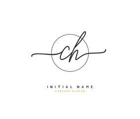 C H CH Beauty vector initial logo, handwriting logo of initial signature, wedding, fashion, jewerly, boutique, floral and botanical with creative template for any company or business.