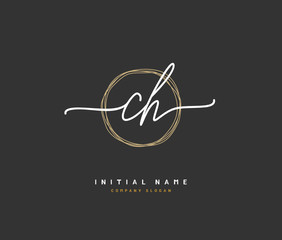 C H CH Beauty vector initial logo, handwriting logo of initial signature, wedding, fashion, jewerly, boutique, floral and botanical with creative template for any company or business.