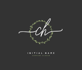 C H CH Beauty vector initial logo, handwriting logo of initial signature, wedding, fashion, jewerly, boutique, floral and botanical with creative template for any company or business.