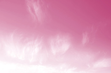 Pink sky with beautiful natural white clouds