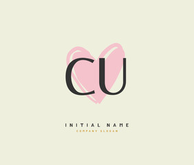 C U CU Beauty vector initial logo, handwriting logo of initial signature, wedding, fashion, jewerly, boutique, floral and botanical with creative template for any company or business.